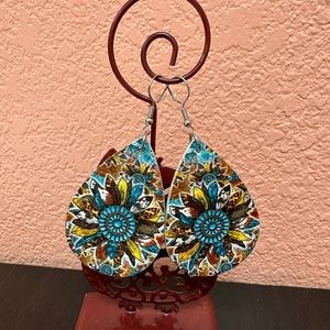 Multicolored Boho Flower Earrings